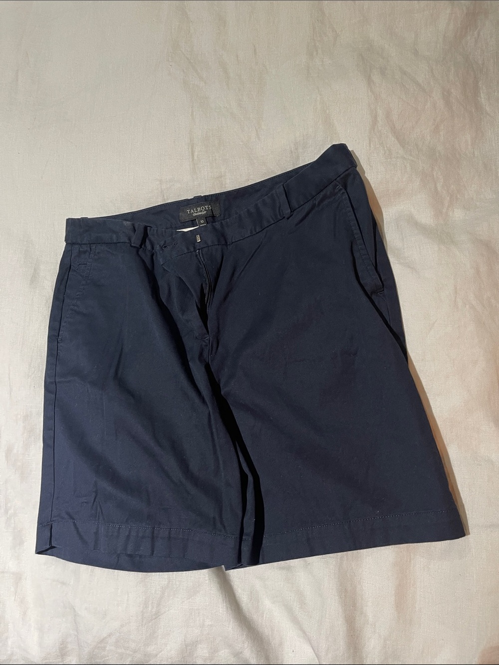 Talbots Women's Navy Flat-Front Chino Shorts